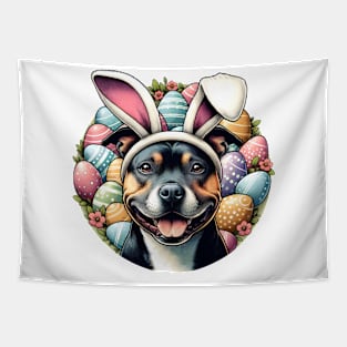 Staffordshire Bull Terrier Celebrates Easter with Bunny Ears Tapestry