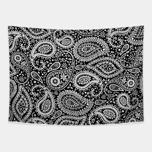 Pretty Bohemian Art Paisley - Black and White Tapestry