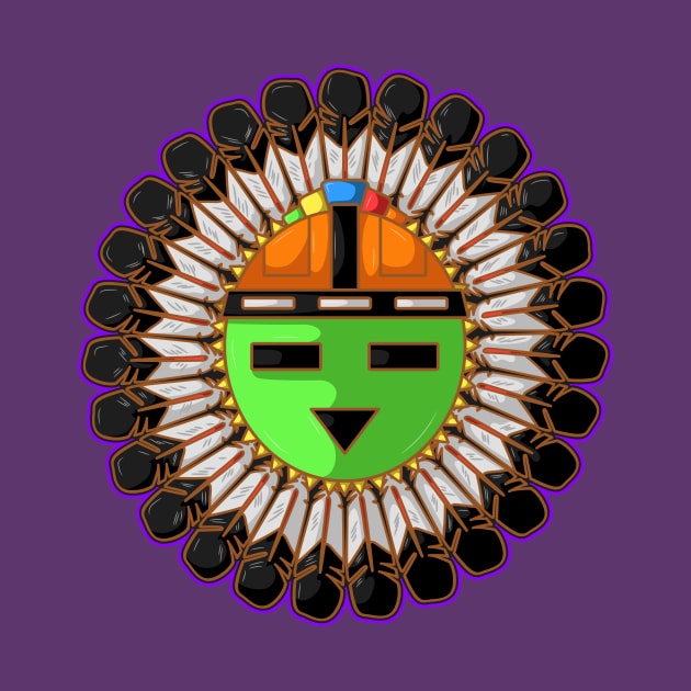 Native american hopi kachina art with rounded feathers by Drumsartco