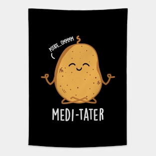 Medi-tate Cute Meditating Potato Pun Tapestry