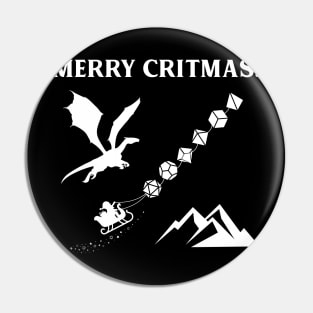 Merry Critmas Dragon Santa and Dice Set Tabletop RPG Gaming Pin