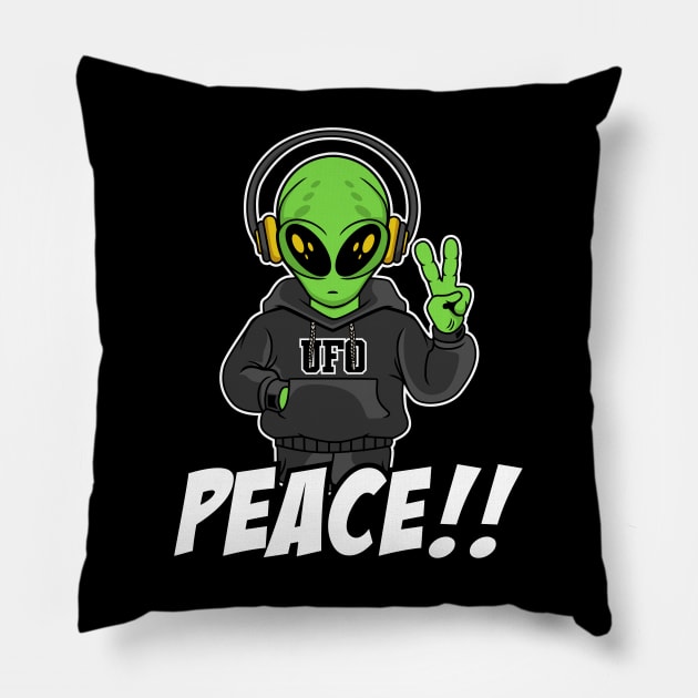 ALIEN PEACE IMAGE Pillow by beanbeardy