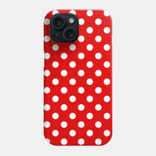 White Polka Dots Pattern on Red Background Phone Case