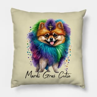 Mardi Gras Cutie Pomeranian Pillow