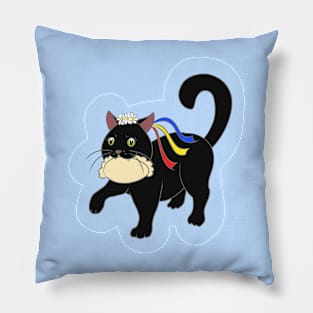 Black Cat With A Dumpling Pillow