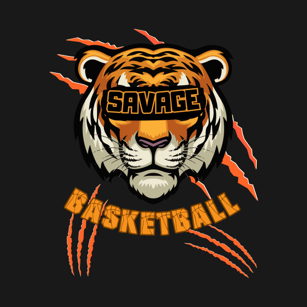 Funny Basketball Angry Tiger Art Design by mieeewoArt