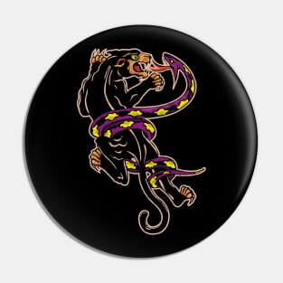 Traditional Tattoo Panther and Snake Pin