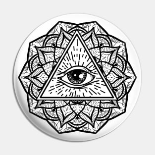 Geometric Mandala Eye Symmetry All Seeing Eye Triangle Pin