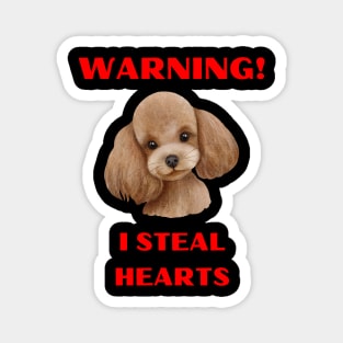 Warning I Steal Hearts Cute Watercolor Poodle Magnet