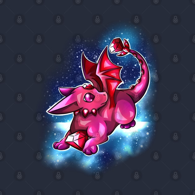 Ruby Dragon | Cute Cartoon Crystal Dragon by Shirin Illustration