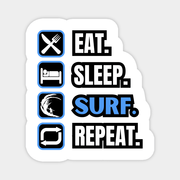 Eat Sleep Surf Repeat Magnet by Paul Summers