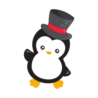 New Year Penguin, Penguin With Top Hat, Party T-Shirt