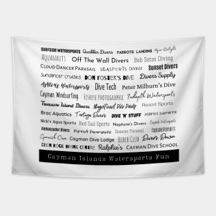 Cayman Islands Watersports Fun Black text Tapestry