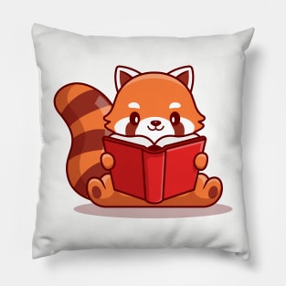 Cute Red Panda Reading Book Pillow