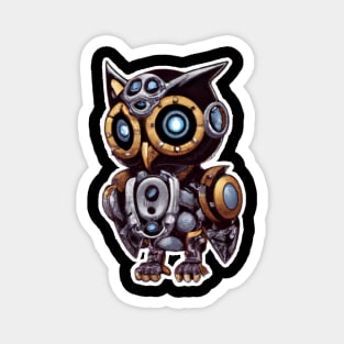 steampunk owl, cyberpunk owl, owl with armor, robo owl Magnet