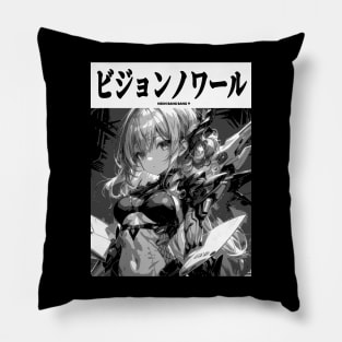 Cyberpunk Cyborg Girl Japanese Vaporwave Urban Aesthetic Manga Pillow