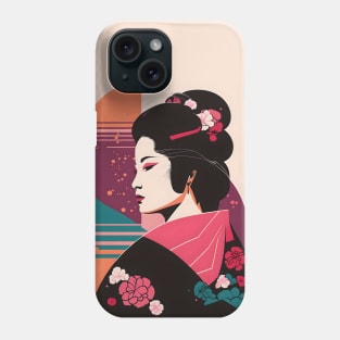 Traditional Japanese Geisha floral Portrait Vector Phone Case