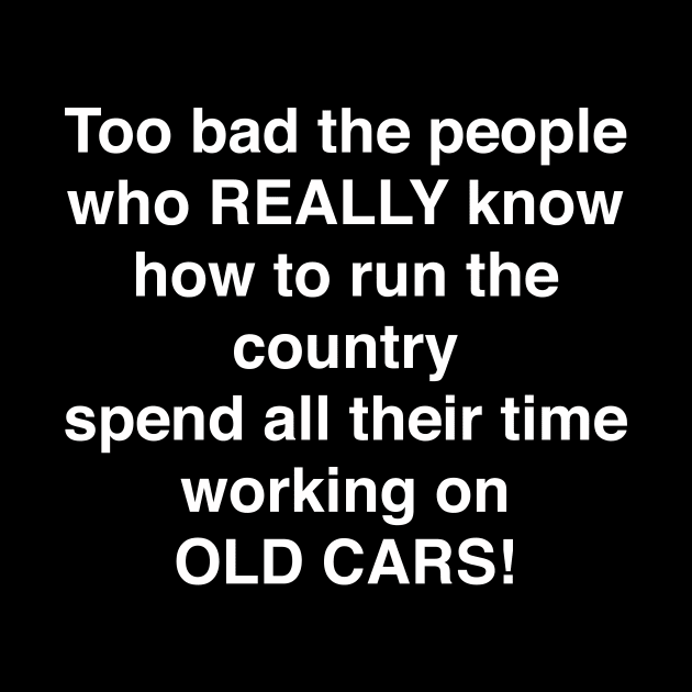 Too bad the people who REALLY know how to run the country spend all their time working on OLD CARS by TheCosmicTradingPost