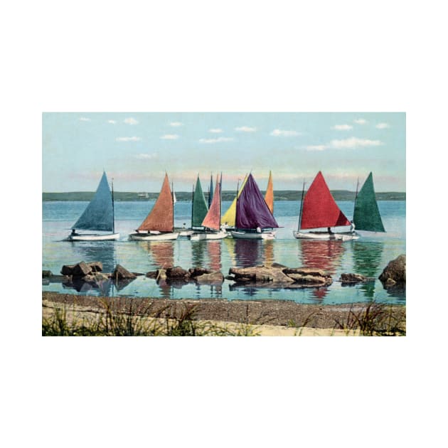 1925 Rainbow Fleet of Sailboats, Nantucket by historicimage