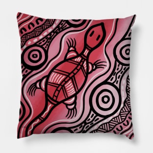 Aboriginal Art - Lizard Red Pillow