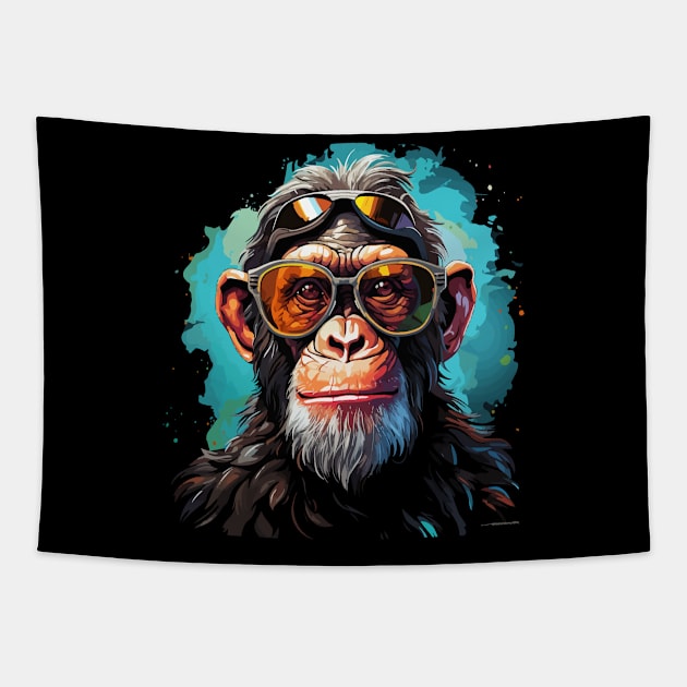 Chimpanzee Rainbow Tapestry by JH Mart