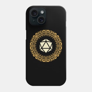 Gold Ornament Plate Polyhedral D20 Dice Phone Case