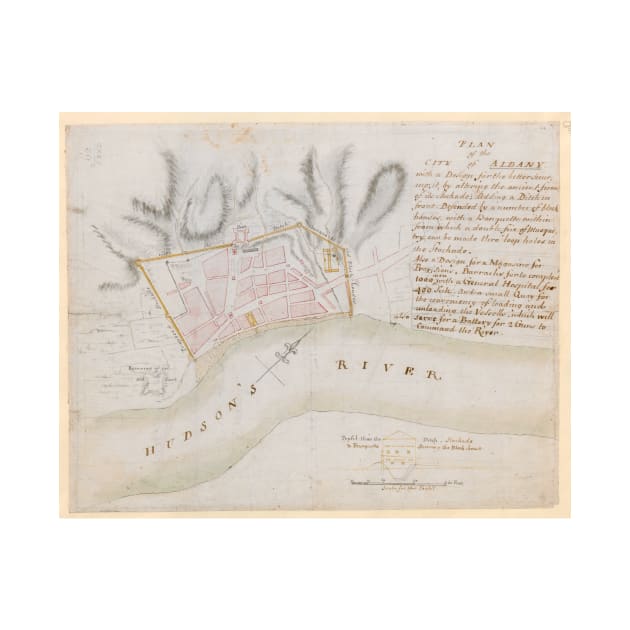 Vintage Map of Albany New York (1756) by Bravuramedia