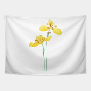 yellow iris flower watercolor Tapestry