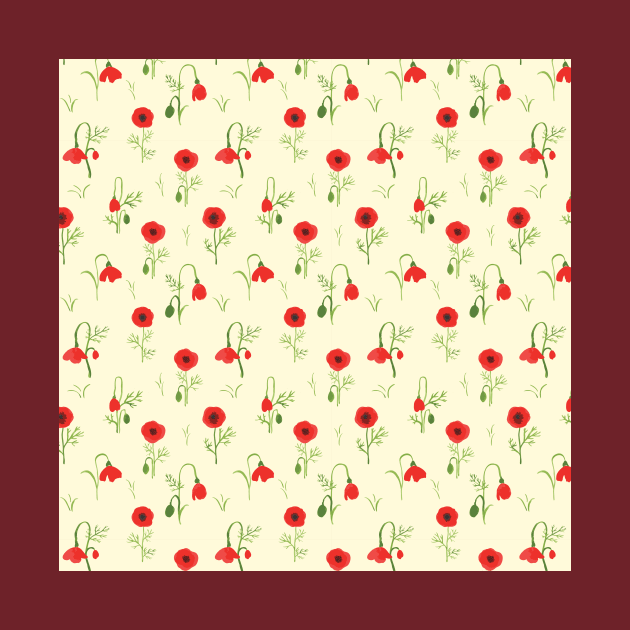 Poppy Flower Pattern 2 by The Artsychoke