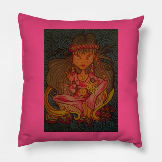 Hippie Love Pillow by ChaChaDivineArt