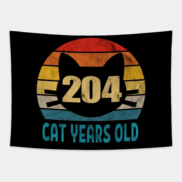 204 Cat Years Old Retro Style 47th Birthday Gift Cat Lovers Tapestry by Blink_Imprints10