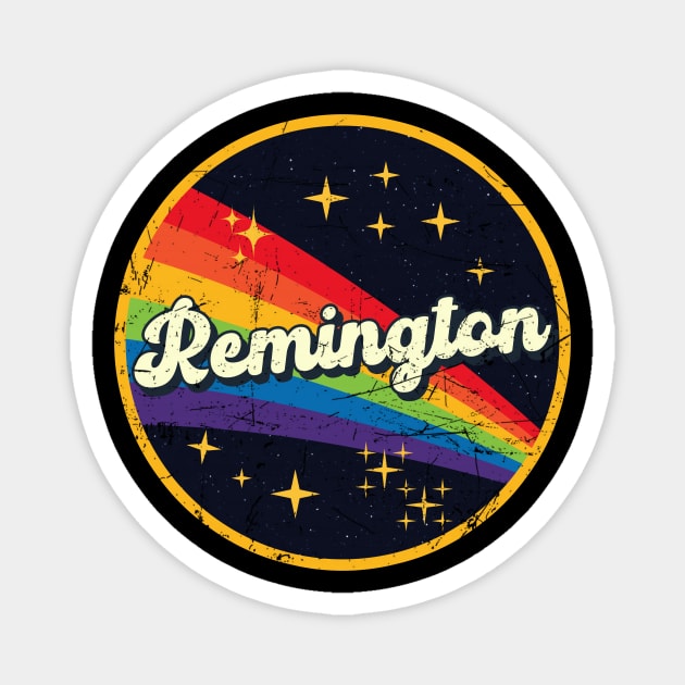 Remington // Rainbow In Space Vintage Grunge-Style Magnet by LMW Art