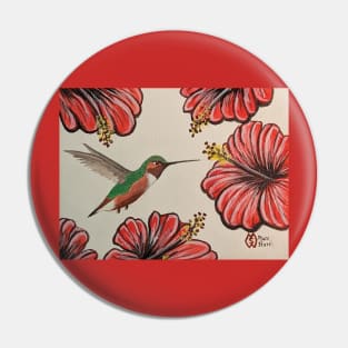 Allen's hummingbird drinking nectar from the hibiscus flowers Pin