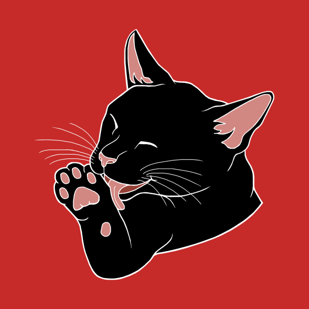 Black Cat Licking their Toe Beans by Art by Deborah Camp