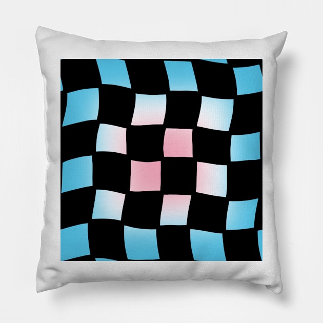 Checker Board - Trans Pride Pillow by JuneNostalgia