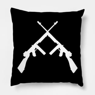 Crossed thompson submachine gun in white Pillow