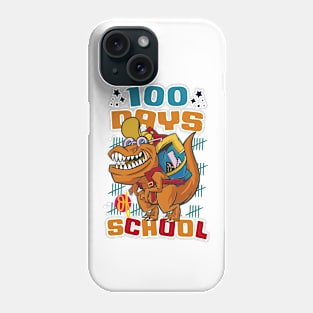 100 Days of school featuring a T-rex dino with bacpack #1 Phone Case