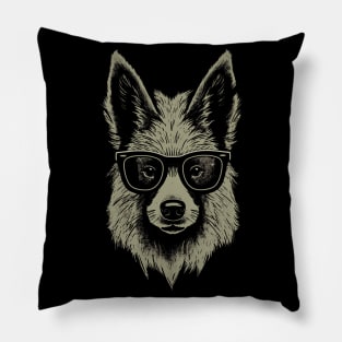 Cool Hipster Dog Wearing Glasses - Trendy Canine Art Pillow