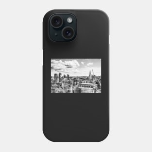 London City Canary Wharf Aerial View Black And White Phone Case