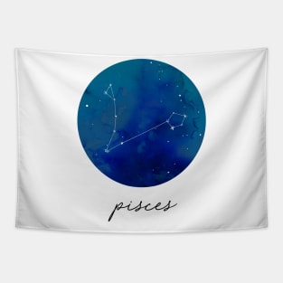 Pisces Watercolor Zodiac Constellation Tapestry