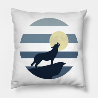 black Wolf In The Moon Pillow