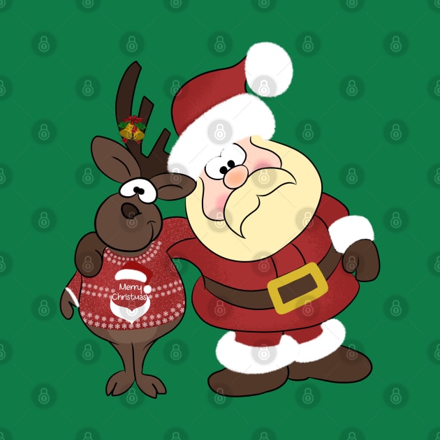 Santa and Raindeer by asillustrator