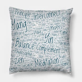 Yin Yan Interconnect Pattern Text Word Cloud Pillow