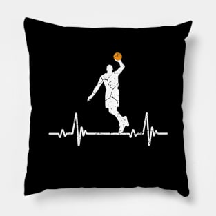 Basketball Heartbeat, Basketball tee for Men and Boys Pillow