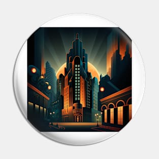 Art Deco Style Cityscape Pin