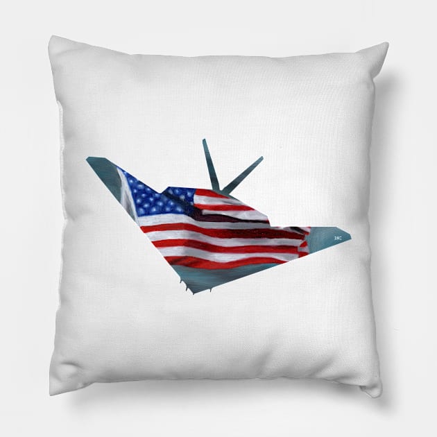 F117 Nighthawk American Flag Silhouette Pillow by DSCarts