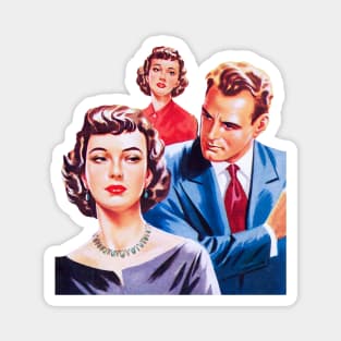 love triangle retro girl vintage library comic Magnet