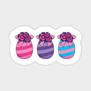 Easter Eggs with Flowers and Ribbon Magnet