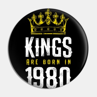 kings are born 1980 birthday quote crown king birthday party gift Pin