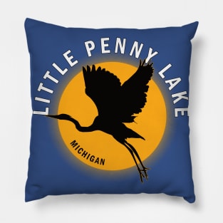 Little Penny Lake in Michigan Heron Sunrise Pillow